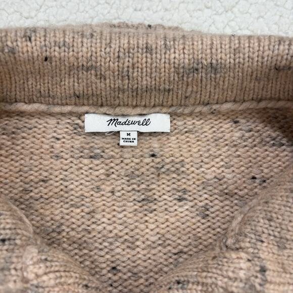MADEWELL Half Zip Wool Blend Knit Sweater Size M Heathered Pink Popover Pullover - Picture 4 of 9